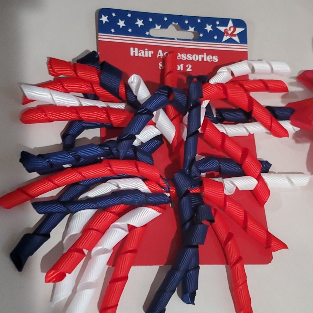 Red White and Blue Hair Accessories Set